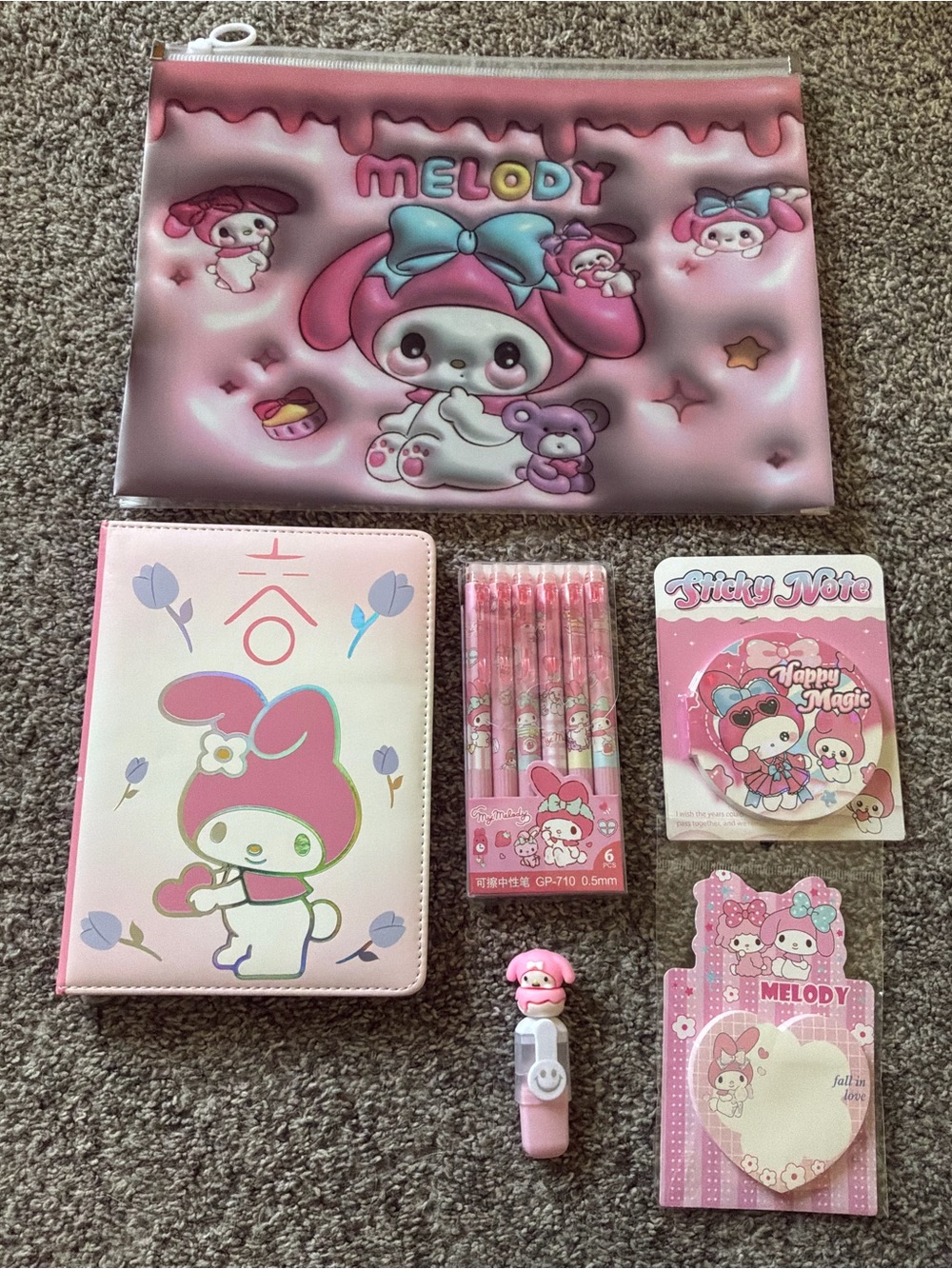 Sanrio My Melody Pink Journal Stationary Set Bundle Lot 6 Pieces